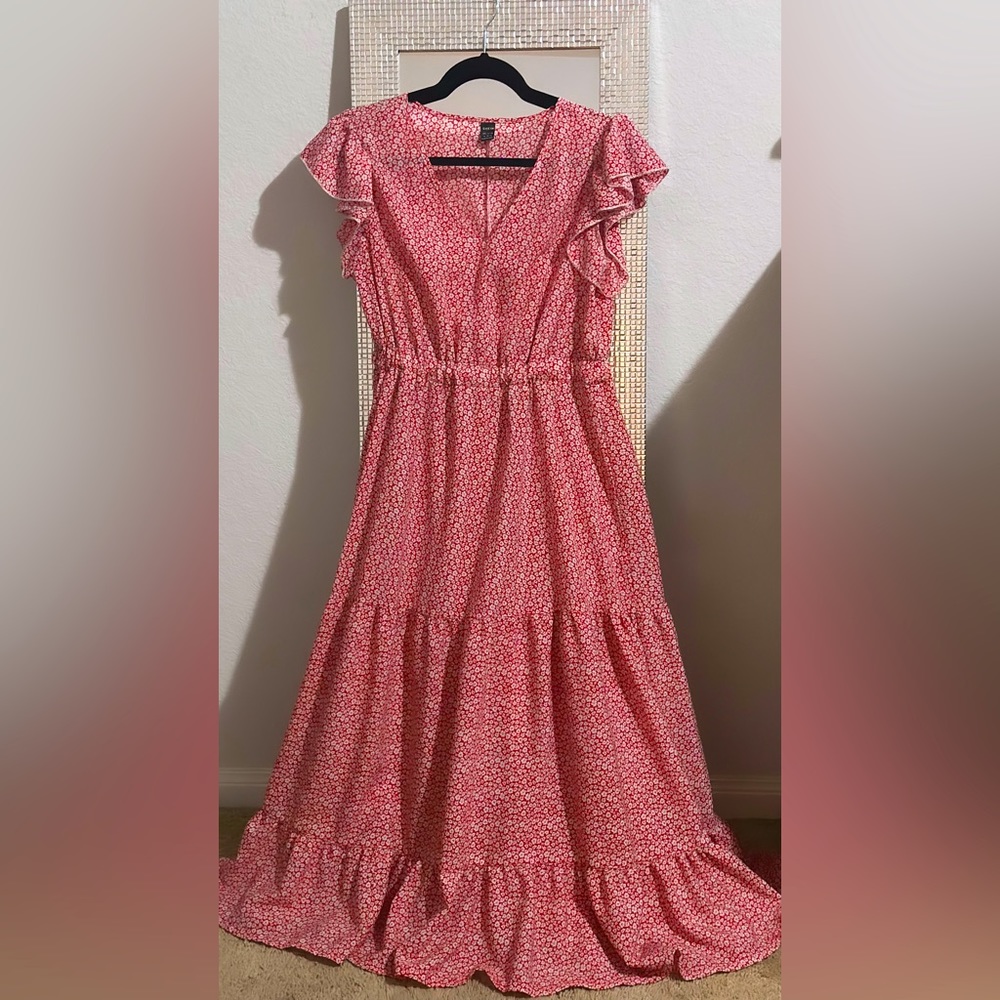 🌸 Effortlessly Pretty 🌺 Red Floral Ruffle Maxi - XL - Picture 3 of 10